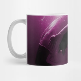 Mermaid Saves Drowning Victim in Fuchsia Pink Underwater Scene Mug